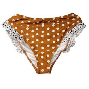 Minkpink Swim Medium Sana Brief High-Waist Bikini Bottom Polka Dot Ruffle Retro